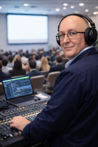 Sound tech at corporate conference NYC